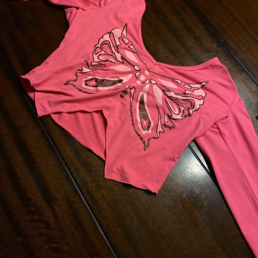butterfly long sleeve SHEIN top
